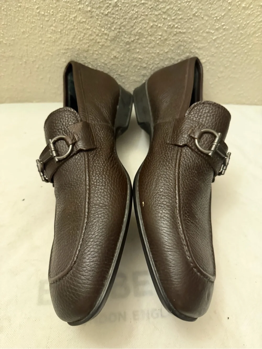 SALVATORE FERRAGAMO 'men’s Metrone' Dark Brown Leather Loafers SZ US10,pre-owned